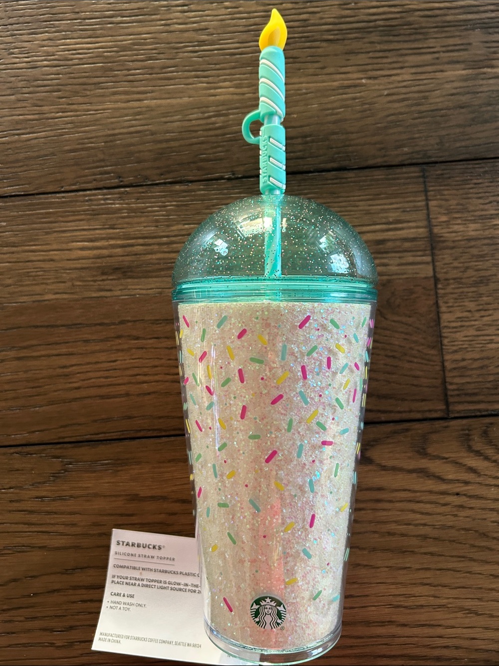 Starbucks Glitter Dome Birthday Tumbler with Candle Straw